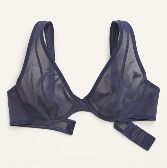⭐️40% Off⭐️ Old Navy Mesh Unlined Underwire Plunge Bra in Volcanic Blue - Picture 5 of 6